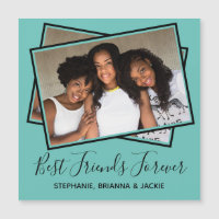 Modern Best Friends Photo Personalised Teal Magnet