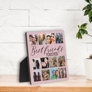 Modern Best Friends Pink Photo Collage  Plaque