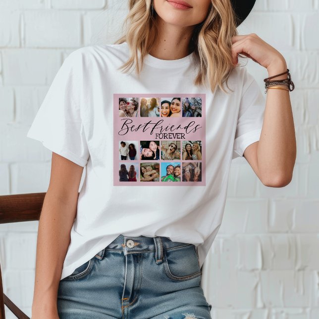 Modern Best Friends Pink Photo Collage  T-Shirt (Creator Uploaded)