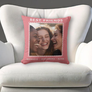 Modern Best Friends Pink Photo  Cushion