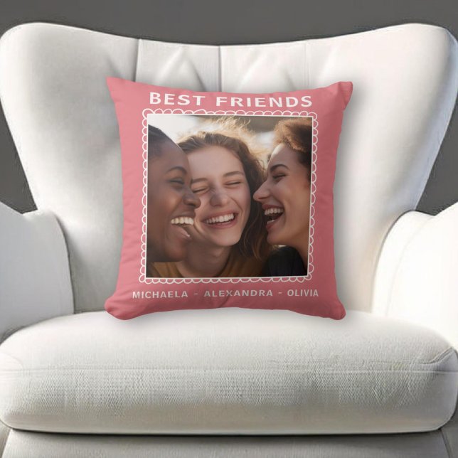 Modern Best Friends Pink Photo  Cushion (Creator Uploaded)