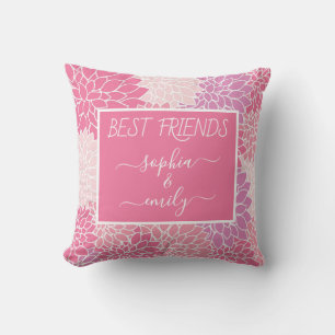 Modern Best Friends Script Name Pink Dahlia Cushion