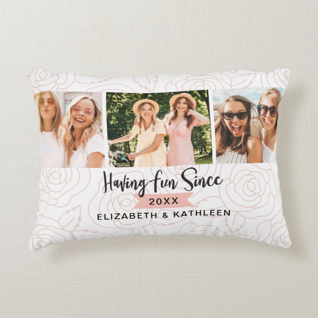 Modern Best Friends Script Photo Decorative Cushion (Front)