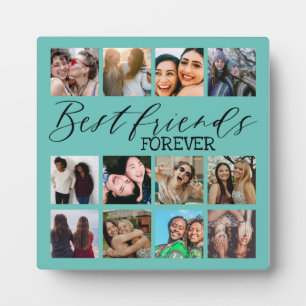 Modern Best Friends Teal Photo Collage T-Shirt Plaque