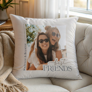 Modern Best Friends Typography Photo Cushion