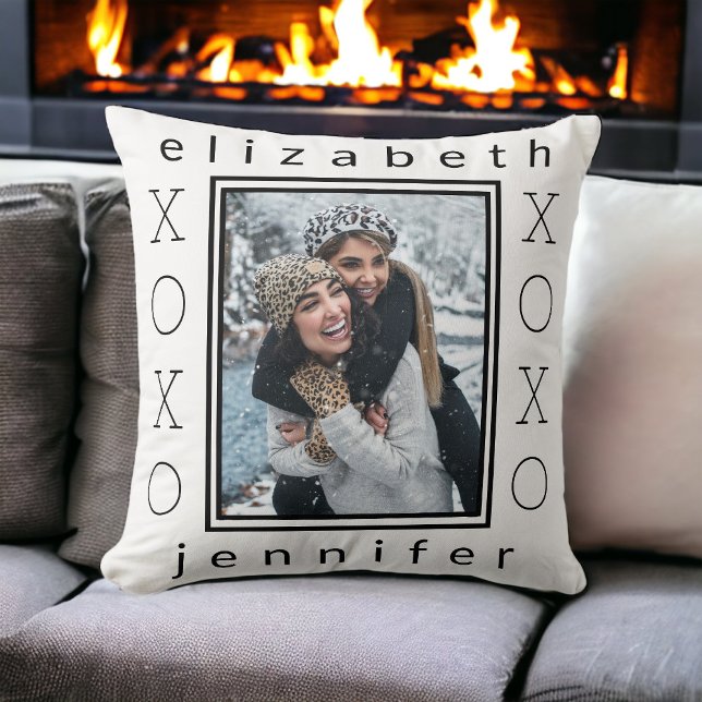 Modern Best Friends XOXO Personalised Photo Cushion (Creator Uploaded)