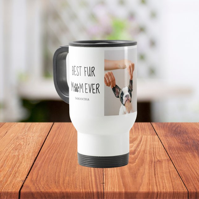 Modern Best Fur Mum Ever | Dog Photo Travel Mug (Creator Uploaded)