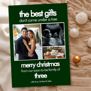 Modern Best Gifts Green Christmas Pregnancy Reveal Holiday Card