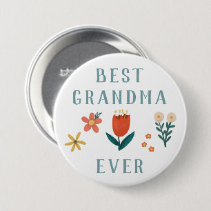 Modern Best Grandma Ever Floral Mothers Day 7.5 Cm Round Badge