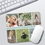Modern Best Grandma Photo Collage Purple Mouse Mat<br><div class="desc">Modern 6 photo collage on a grid with sea blue stripe in the middle that says "best grandma in the word" mouse pad.</div>