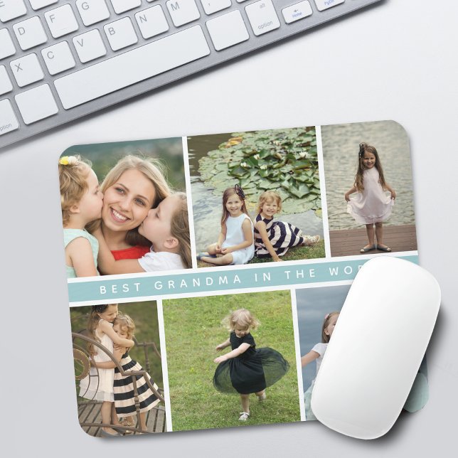 Modern Best Grandma Photo Collage Purple Mouse Mat (Modern Best Grandma or Mommy Photo Collage Mouse Pad)