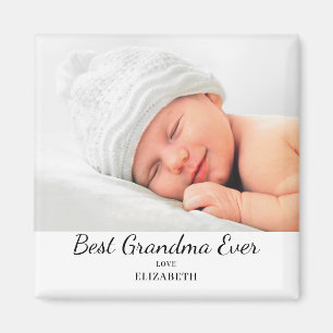 Modern Best Grandma Photo Name Magnet