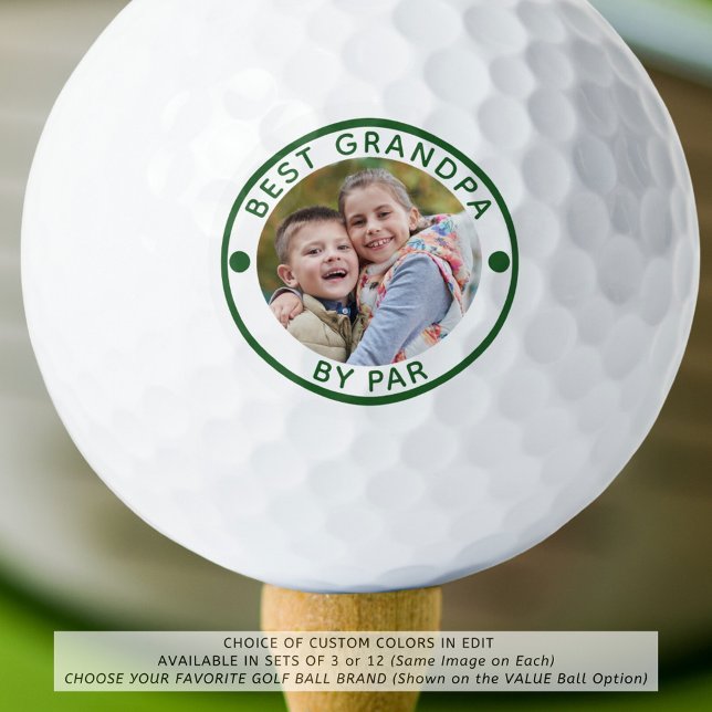 Modern BEST GRANDPA BY PAR Photo Golf Balls (Creator Uploaded)