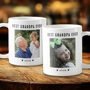 Modern Best Grandpa Ever 2 Photo Personalised Coffee Mug