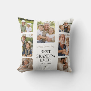Modern Best Grandpa Ever Multi Photo Collage Cushion