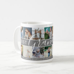 Modern Best Grandpa Ever Photo Collage & Names Coffee Mug