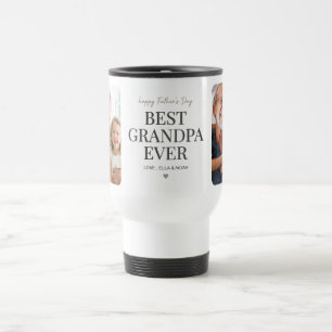 Modern Best Grandpa Ever Photo Collage Travel Mug