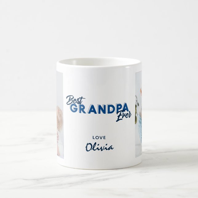Modern Best Grandpa Ever Photo Father's Day Coffee Mug (Center)