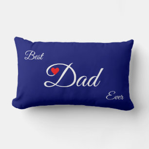 Modern Best Heart Dad on Royal Blue Lumbar Cushion