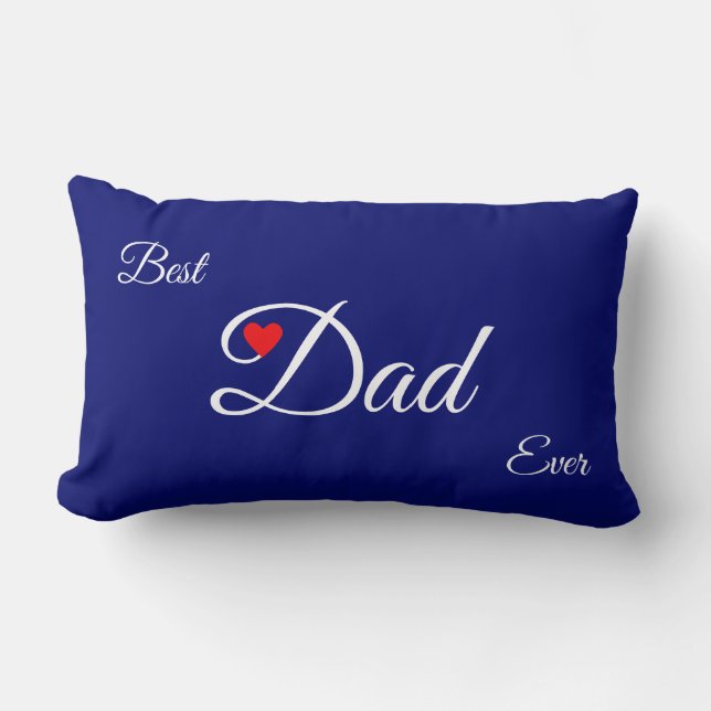 Modern Best Heart Dad on Royal Blue Lumbar Cushion (Front)