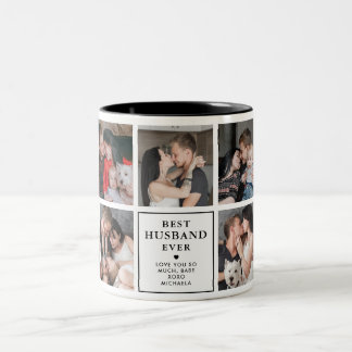 Modern Best Husband Ever 9-Photo Two-Tone Coffee Mug
