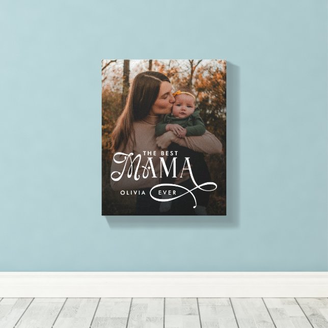 Modern Best Mama Ever Photo Mothers Day Gifts Canvas Print (Insitu(Wood Floor))
