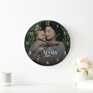 Modern Best Mama Ever Photo Mothers Day Gifts Large Clock