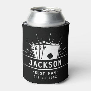 Modern Best Man Bachelor Party Casino Poker Card Can Cooler
