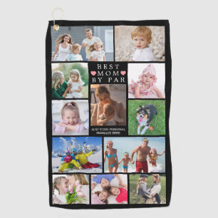 Modern BEST MOM BY PAR Photo Collage Personalised  Golf Towel