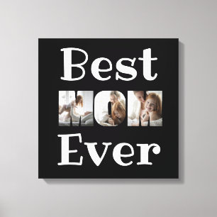 Modern Best Mom Ever 3 Photos Collage Black Canvas Print
