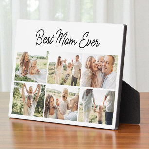 Modern Best Mom Ever Custom 6 Photo Collage Plaque
