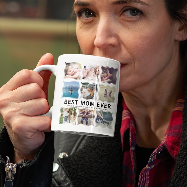 Modern Best Mom Ever Photo Collage Keepake Coffee Mug (Creator Uploaded)
