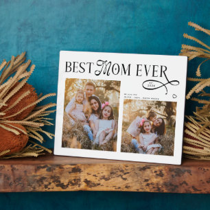 Modern Best Mom Ever Photo Heart Mothers Day Gifts Plaque