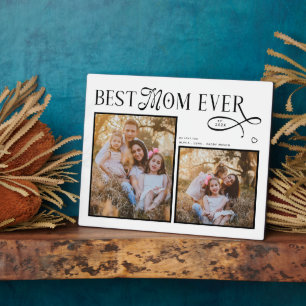 Modern Best Mom Ever Photo Heart Mothers Day Gifts Plaque