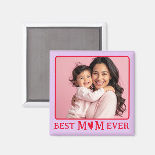 Modern Best Mom Ever Purple Photo Magnet