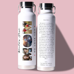 Modern Best Mum 3 Photo Collage Hilarious Letter Water Bottle