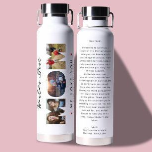 Modern Best Mum 3 Photo Collage Hilarious Letter Water Bottle