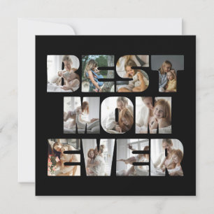 Modern Best Mum Ever 11 Photos Collage Black Holiday Card
