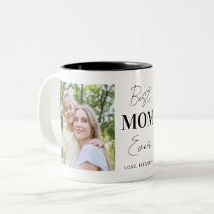 Modern Best Mum Ever 2 Photo Collage Personalised Two-Tone Coffee Mug