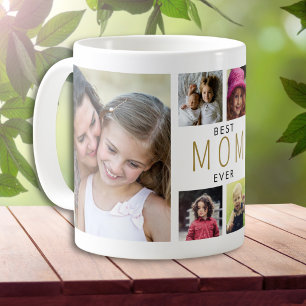 Modern Best mum Ever 6 Photo Collage White Coffee Mug