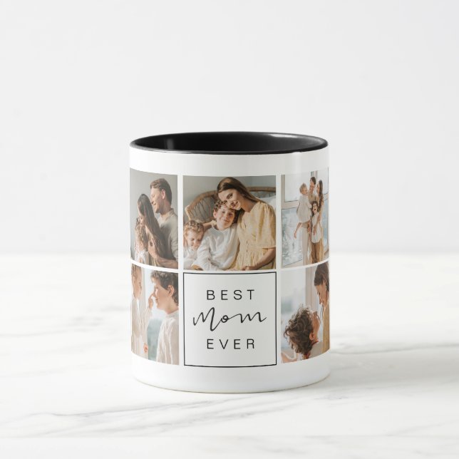 Modern Best Mum Ever Custom Photo Coffee Mug (Center)