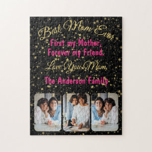 Modern Best Mum Ever Family Photos Mothers Day Jigsaw Puzzle