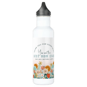 Modern Best Mum Ever Floral Photo Collage 710 Ml Water Bottle
