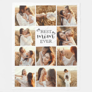 Modern Best Mum Ever Instagram Photo Collage Fleece Blanket