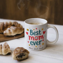 Modern Best Mum Ever & Kids Name Script Two-Tone