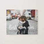 Modern Best mum ever Mother's Day photo Jigsaw Puzzle<br><div class="desc">A simple photo puzzle with a heartfelt message "Best mum ever",  perfect to celebrate Mother's day with style. Just add your own picture and change the font colour to your liking.</div>