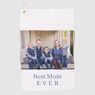 Modern Best Mum Ever Photo Blue Golf Towel