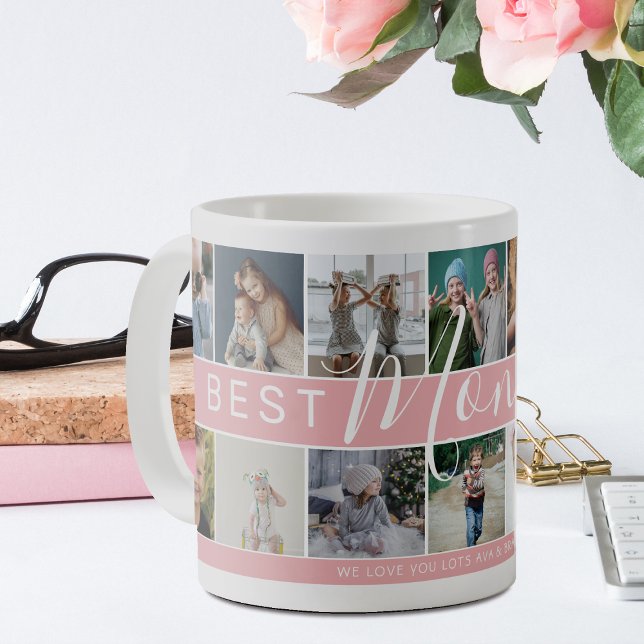 Modern Best Mum Ever Photo Collage & Name/s Coffee Mug (Creator Uploaded)