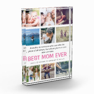 Modern 'Best Mum Ever' Pictures & Quote Keepake Photo Block