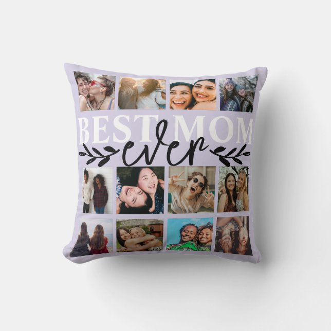 Modern Best Mum Ever Purple Photo Collage   Cushion (Front)